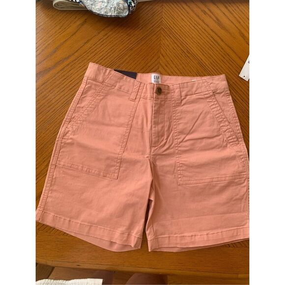 NWT GAP Girlfriend Coral Salmon Chino Shorts - Picture 8 of 8